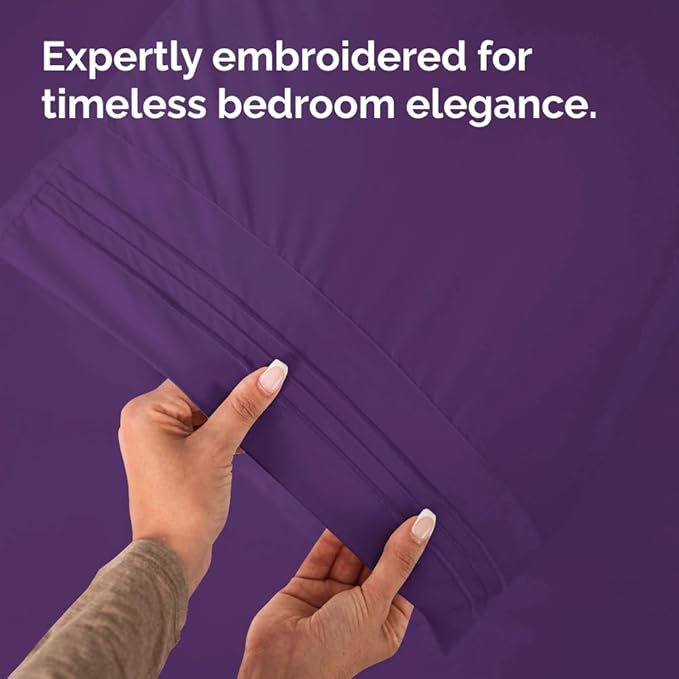 King Pillow Cases Set of 10 - Ultra Soft Hotel Quality Pillowcase Covers - Comfy & Wrinkle Free - Shrink, Stain and Fade Resistant - Easy-Care, Machine Washable Pillow Protectors - 10 Pcs Set - Purple