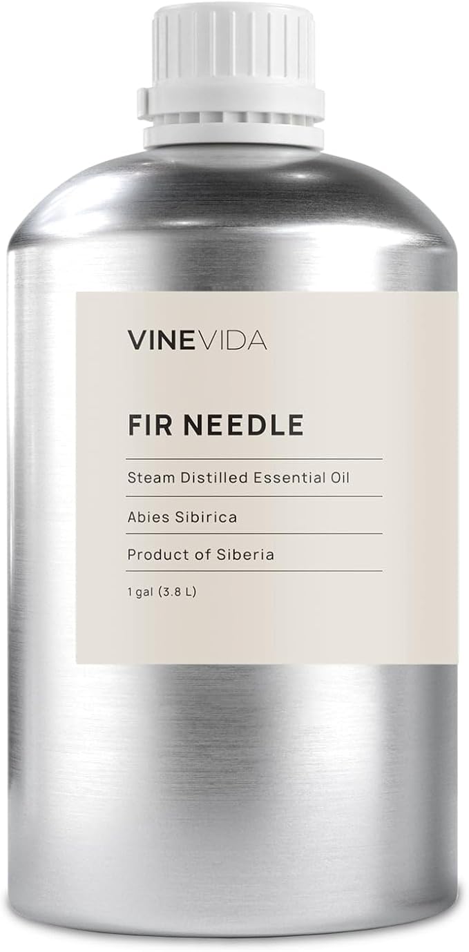 VINEVIDA Fir Needle Essential Oil - Gallon Fir Needle Oil Undiluted - Bulk Gallon Essential Oil Soap Making Safe Skin - DIY Candle Scents Candlemaking Scents - 8 lbs Fir Needle Oil 3948.87 ml