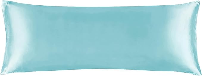 BEDELITE Satin Body Pillow Cover, Super Soft and Cooling Body Pillow Pillowcase for Hair and Skin, Breathable Silky Full Long Pillowcase Cover(20"x54", Blue)