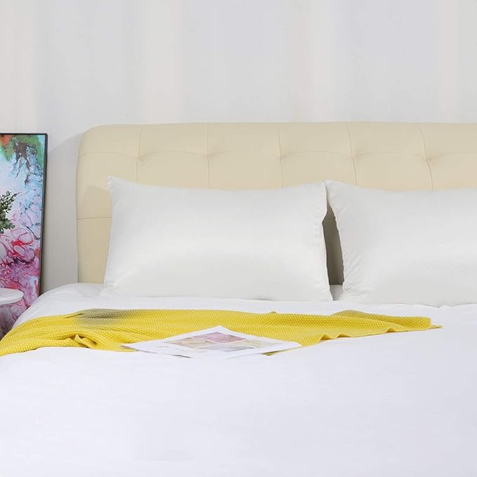 uxcell 2 Pack Silk Satin Pillowcase for Hair and Skin, Cool, Silky, Soft Breathable Pillow Cases King Size 20x36 Inch Sateen Pillowcase Snow White with Envelope Closure