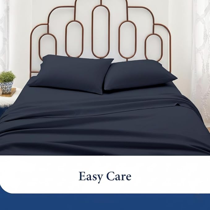 SKY BEDDINGS King Pillowcase Set of 2 - Soft Brushed Microfiber Pillow Cases with Envelope Clouser - Wrinkle-Free, Fade-Resistant Pillow Covers - 20 x 40 Inches, Navy Blue