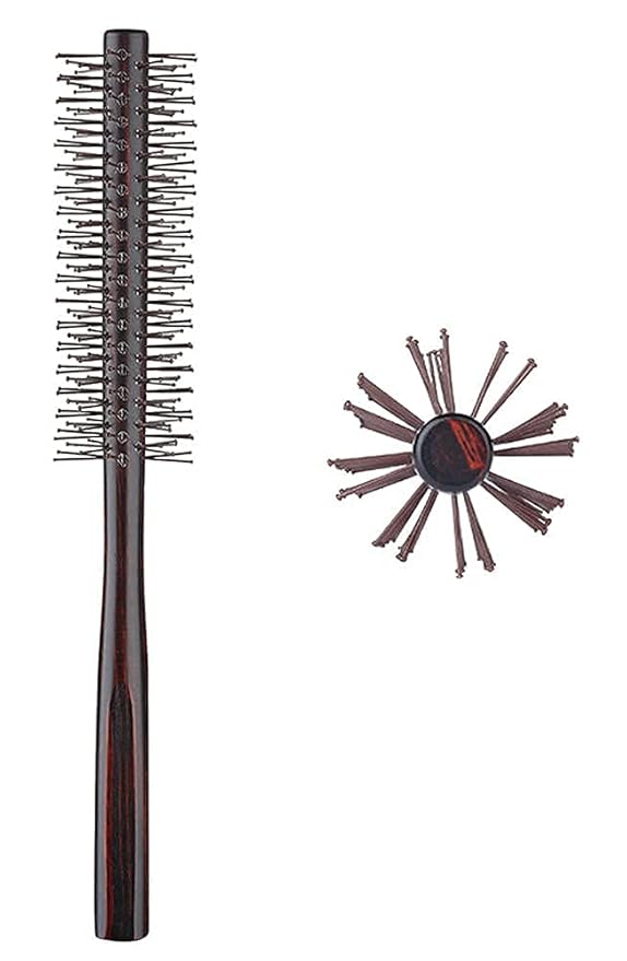 Small Round Brush for Short Hair, 1.3 Inch Mini Quiff Roller circular comb with soft Nylon Bristle for Men and Women, for Styling, Lifting, Volume, Curling Thin Hair, Bangs, Beard