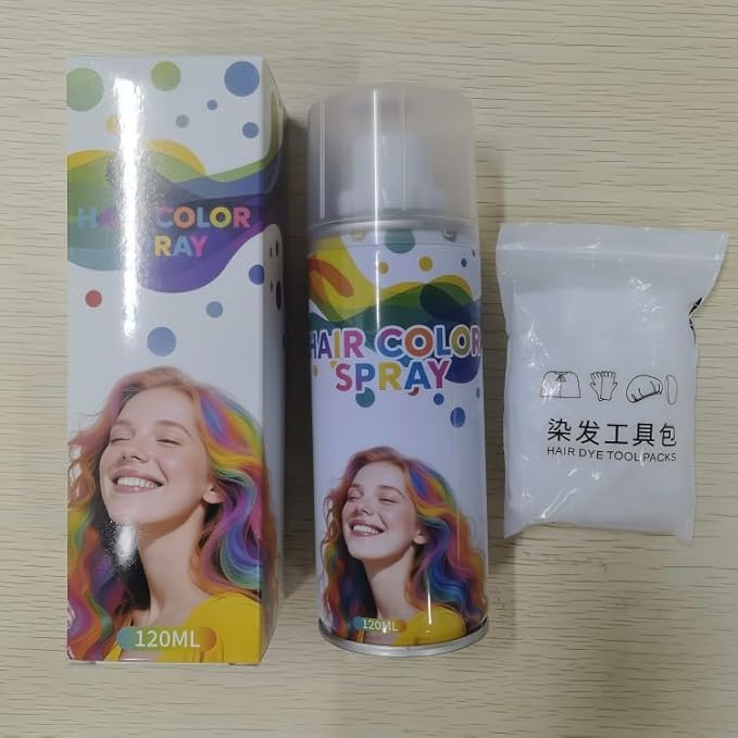 Washable Temporary Hair Color Spray Silvery - Instant 1-Day Use Hair Color Wax Kit with FREE Applicator Gloves & Cap for Adults & Kids, Easy Wash Out for Halloween, Cosplay, Carnival, Sports (120 ML)