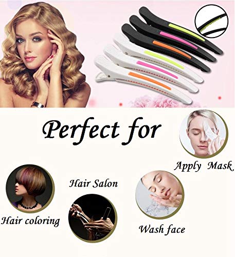 6Pcs/set Pinup Plastic Duck Bill Hair Clips for Sectioning Hair - Professional Non Slip Silicone band Clips Salon DIY Accessories Hairpins Hairgrip for Women(White-Style1)