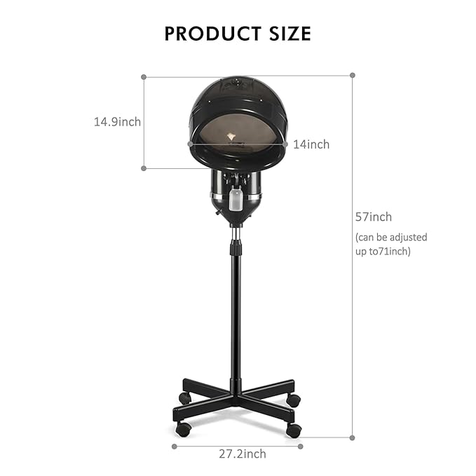 Artist hand Professional Hair Steamer for Deep Conditioning, Height-Adjustable Standing Hair Steamer with Timer, Hairdressing Care Hood Color Processor Beauty Salon Home