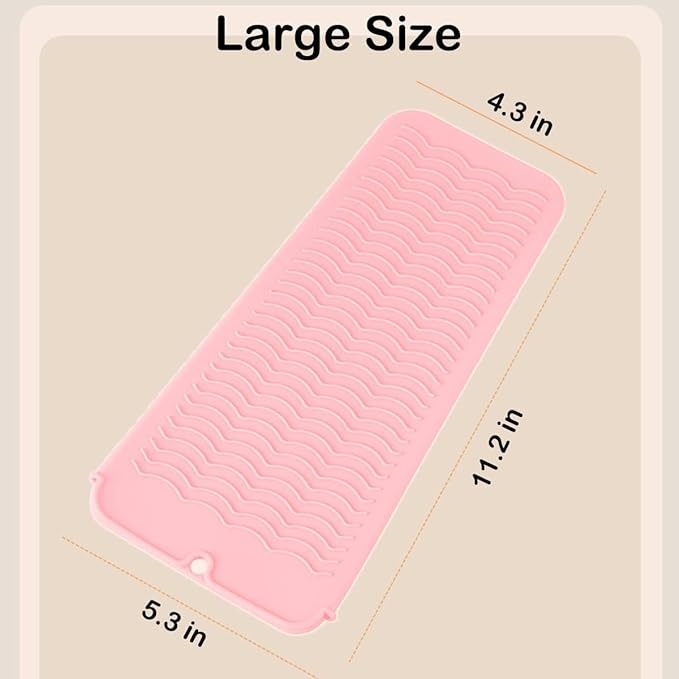 2 Pcs Professional Silicone Heat Resistant Mat Pouch for Curling Iron, Flat Iron and Other Hot Tools, Portable Travel Mat and Cover for Hair Styling Tools with Hanging Hole (2PCS Pink)