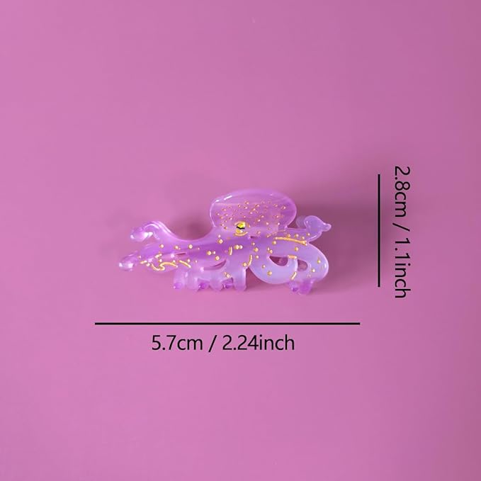Small Octopus Claw Clip,Ocean Hair Clip,Acetate Hair Clips,Small Claw Clips for Women