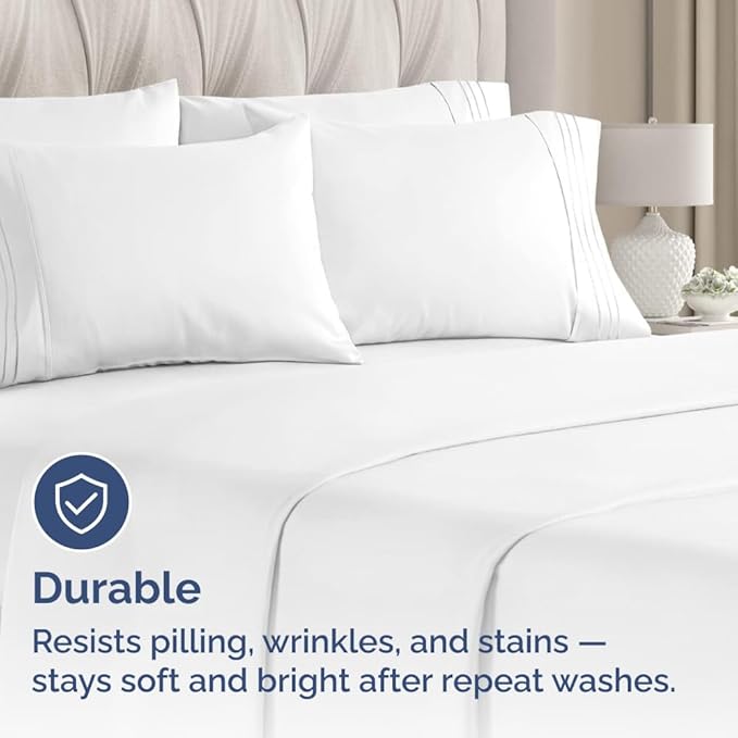 King Pillow Cases Set of 6 - Ultra Soft Hotel Quality Pillowcase Covers - Comfy & Wrinkle Free - Shrink, Stain and Fade Resistant - Easy-Care, Machine Washable Pillow Protectors - 6 Piece Set - White