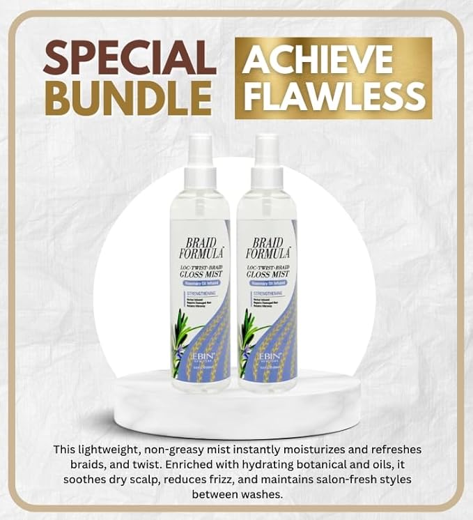 BRAID FORMULA LOC. TWIST. Anti Itch Braid Spray – HYDRATING (8oz / 250mL) Lightweight Spray with Aloe for Shine, Moisture, and Protective Hairstyle Care – Gift Set (2 Items)