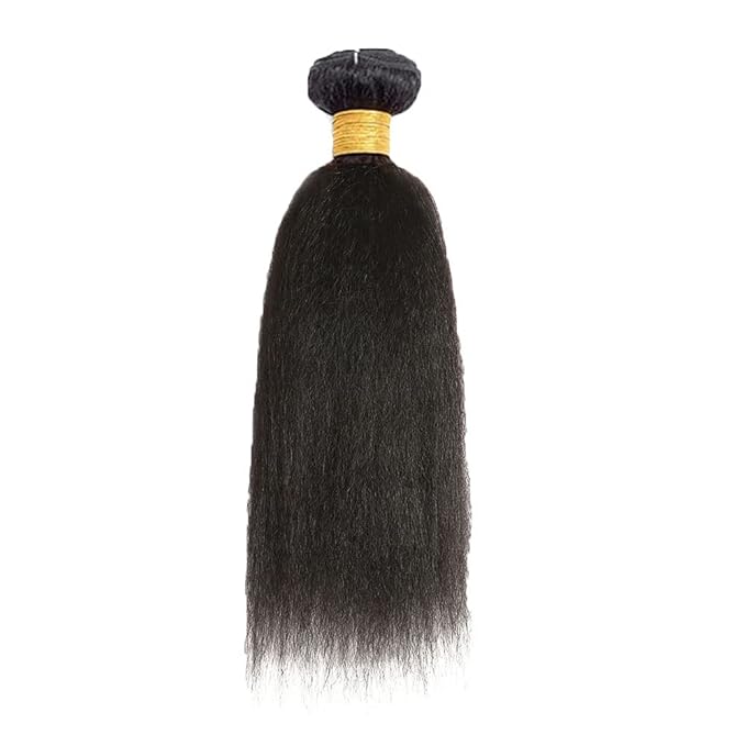 Kinky Straight Hair Bundle Color 1B Yaki Straight Bundles 18 Inch Niegmeag Grade 8A Brazilian Virgin Remy Hair Extensions Yaki Straight Human Hair Bundles