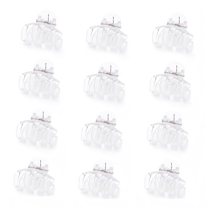 Cobahom 12 Pack Small Plastic 1.2 Inch No-Slip Mini Clips for Thin Hair Styling Accessories for Women and Girls (White)