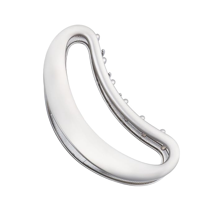 Sculpted Silver Claw Clip for Women Large Metal Hair Claw Clips Durable Nonslip Silver Hair Clamps for Women and Thinner Thick Hair Styling Strong Hold Hair