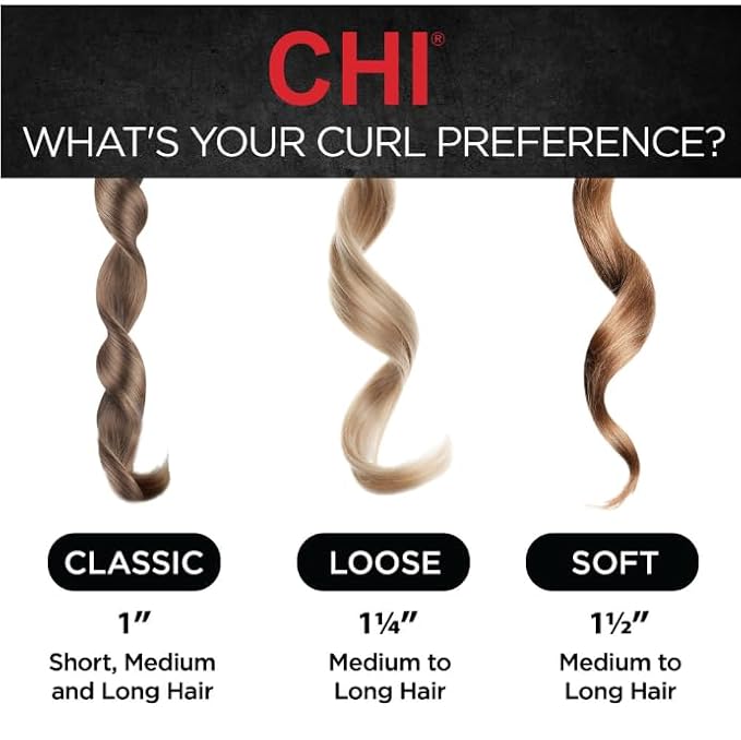 CHI Spin N Curl, Curling Iron For Healthy & Shiny Effortless Curls & Waves, Provides Preset Temperature Settings For Each Hair Texture, Ruby Red