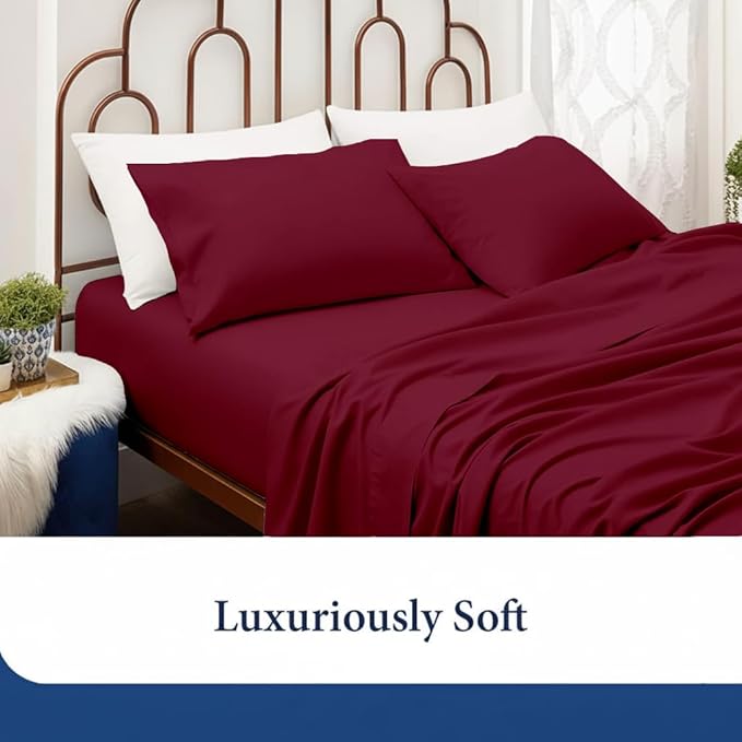 SKY BEDDINGS Queen Pillowcase Set of 2 - Soft Brushed Microfiber Pillow Cases with Envelope Clouser - Wrinkle-Free, Fade-Resistant Pillow Covers - 20 x 30 Inches, Burgundy
