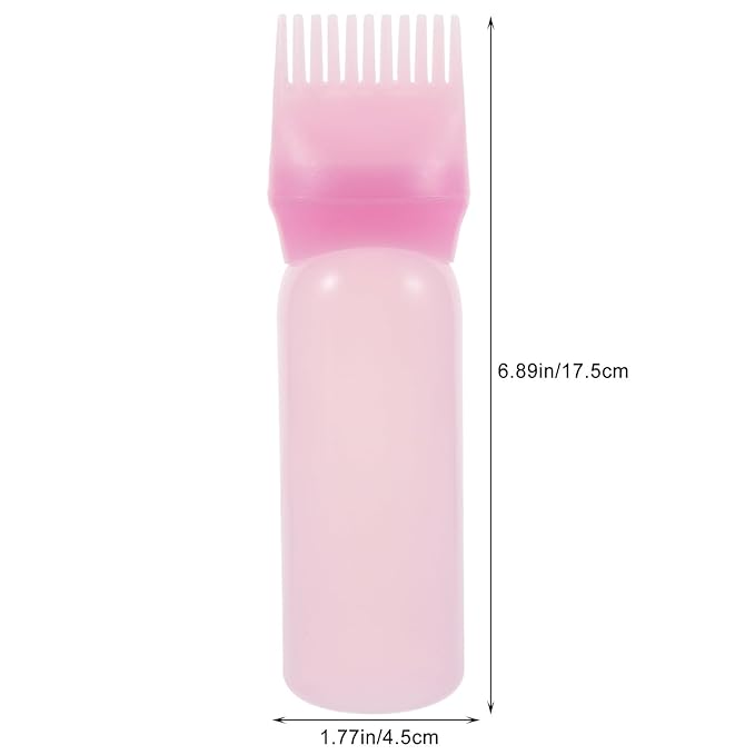 Root Comb Applicator Bottles Hair Dye Comb Bottle for Precise Application Hair Coloring and Oil Treatment Pink