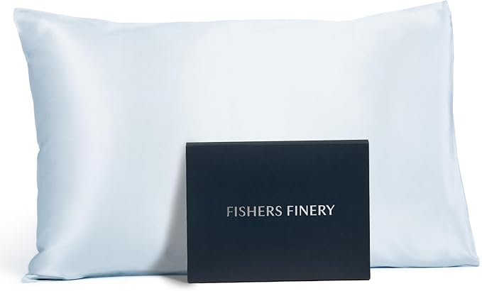 Fishers Finery 19mm 100% Pure Mulberry Silk Pillowcase, Quality Tested (Blue, Q)
