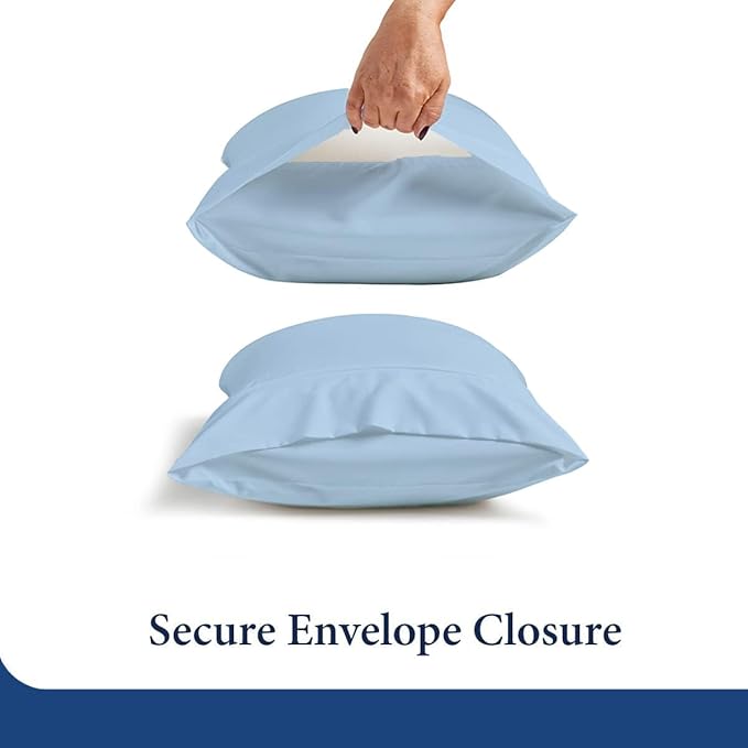 SKY BEDDINGS Queen Pillowcase Set of 2 - Soft Brushed Microfiber Pillow Cases with Envelope Clouser - Wrinkle-Free, Fade-Resistant Pillow Covers - 20 x 30 Inches, Light Blue