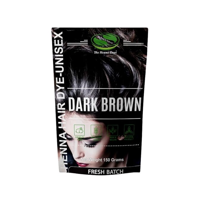 1 Pack Of Dark Brown Henna Hair & Beard Color/Dye 150 Grams - Natural Hair Color, Plant-based Hair Dye - The Henna Guys