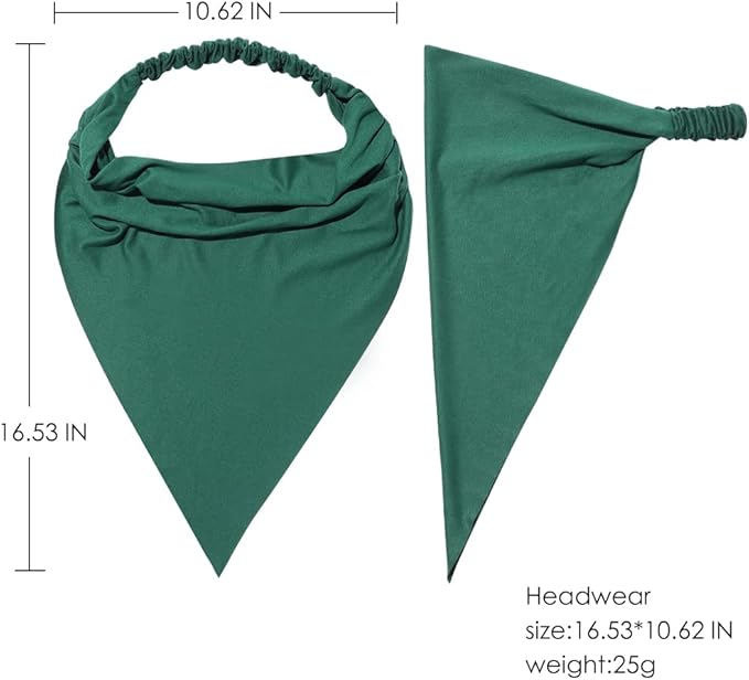 6 Pack Hair Scarf Headband for Women Elastic Bandana Head Scarf Large Boho Triangle Kerchief with Clips Non Slip Scarves