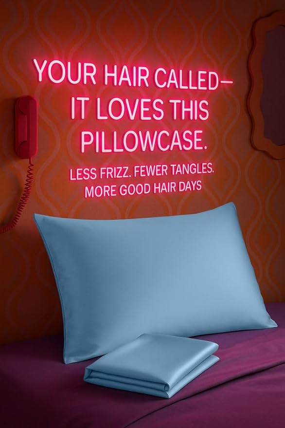 BLISSFORD Luxury Satin Pillowcase for Hair – Queen Satin Pillowcase with Zipper, Jewel Blue (Pillowcase Set of 2)