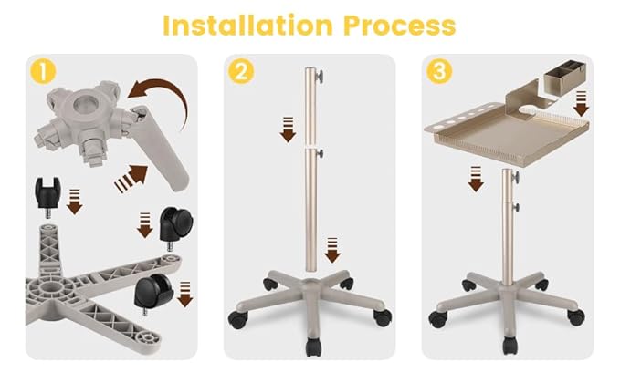 Hair Salon Carts, Champagne Gold Salon Tray for Hair Stylist, Multi-Function Salon Tray, Salon Station(with Wheels), Large Size and Robust,Corrosion-Resistant Adjustable Color Tray.