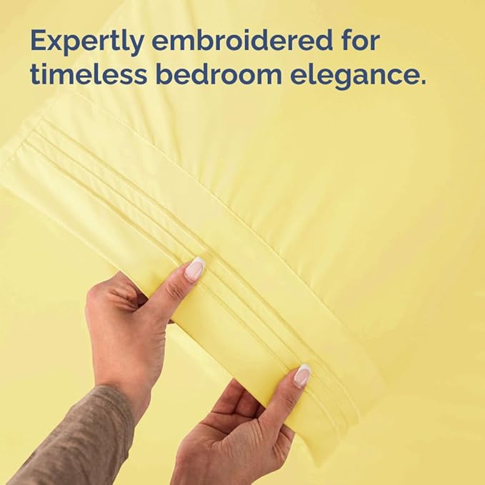 Queen Pillow Cases Set of 4 - Ultra Soft Hotel Quality Pillowcase Covers - Comfy, Cozy & Wrinkle Free - Shrinkage, Stain and Fade Resistant - Machine Washable Pillow Protectors - 4 Piece Set - Yellow