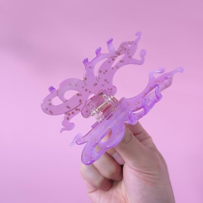 Cute Purple Octopus Hair Clips,Novelty Acetate Ocean Octopus Claw Clip,Pack of 2