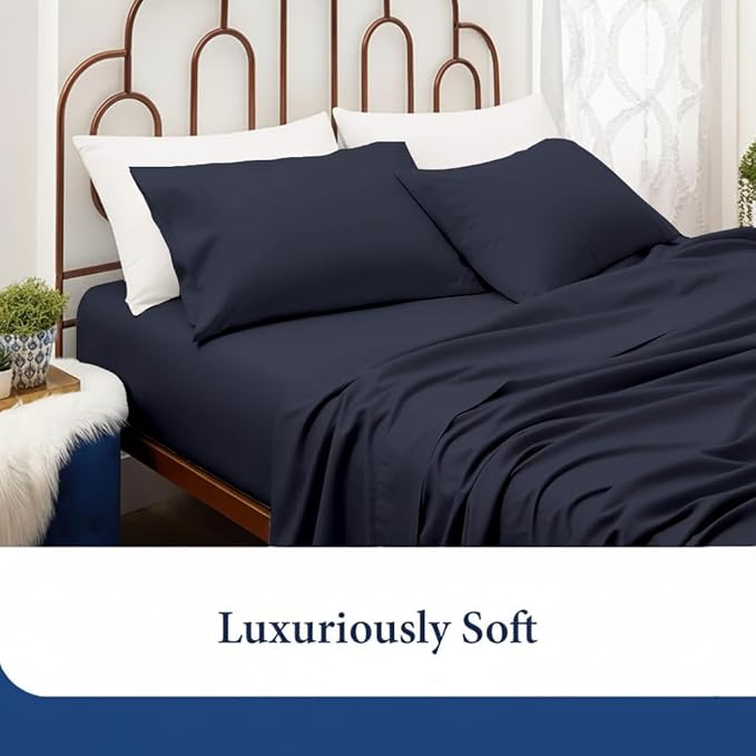 SKY BEDDINGS King Pillowcase Set of 2 - Soft Brushed Microfiber Pillow Cases with Envelope Clouser - Wrinkle-Free, Fade-Resistant Pillow Covers - 20 x 40 Inches, Navy Blue