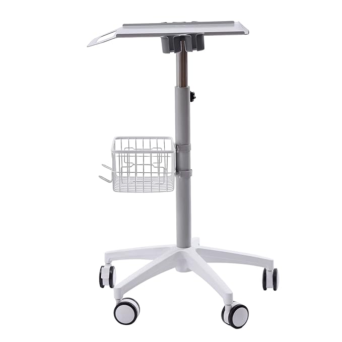 Iron Salon Instrument Tray, Height Adjustable Trolley Cart Tray Station on Wheels for Salon Tattoo Spa Beauty Service Holder Tool Storage(White,Iron)