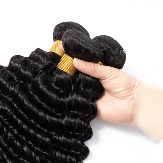 26 28 30 Inch Color 1B Bundles Human Hair Natural Black Water Wave Bundles Niegmeag Peruvian Virgin Remy Hair Extensions Double Weft Hair Weave 300g