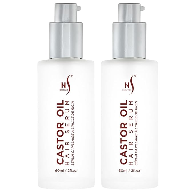 HerStyler Castor Oil Hair Serum for Hair Growth - Hair Shine Serum with Vitamin E - Hair Growth Serum - Hair Serum Heat Protectant - Vitamin E for Silky Hair - 2 Fl Oz (1 Pack) (2 Pack)