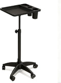 Salon Rolling Tray, Height Adjustable Tattoo Tray Rolling Cart, Storage Utility Trolley for Spa, Beauty Salon Service, Hairdresser Cart with Wheels, Black (Upgrade Black-TRAY-158N)