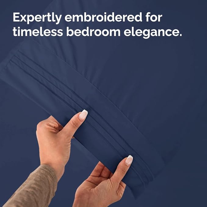 King Pillow Cases Set of 8 - Ultra Soft Hotel Quality Pillowcase Covers - Comfy. Cozy & Wrinkle Free - Shrink, Stain and Fade Resistant - Machine Washable Pillow Protectors - 8 Piece Set - Navy Blue