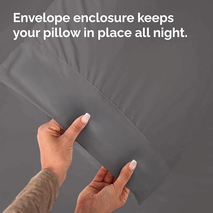 Queen Pillow Cases - 4 Pack - Super Soft Pillowcase Covers - Envelope Enclosure - Hotel Quality Pillow Protectors - Wrinkle Free, Shrink & Stain Resistant - Machine Washable - 20" x 30" (Dark Grey)