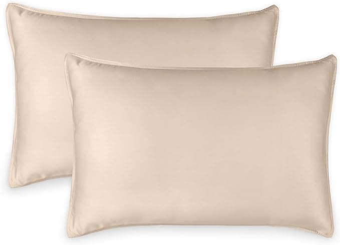 King Pillowcases by Pure Bamboo, Genuine 100% Organic Viscose Derived from Bamboo, Luxuriously Soft & Cooling, Double Stitching, Envelope Closure (2 King Pillowcases, Almond)