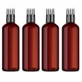 Empty Amber Color Hair Root Comb Applicator Bottle with Comb Cap for applying Hair Oil, Shampoo & Hair Dye, Refillable, Leak Proof, Reusable Multipurpose Use - 100 ml Pack of 4
