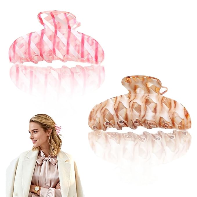 Turtle Shell Banana Clip for Women Hair Claw for Thick & Curly Hair Fashion Hair Accessories for Women & Girls FEADIR 2 Pcs