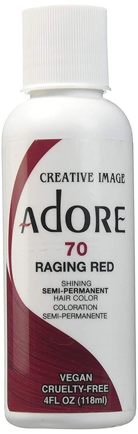 Adore Semi Permanent Hair Color (070 Raging Red) | Vegan & Cruelty-Free Red Hair Dye | No Ammonia, No Peroxide, No Alcohol | 4 Fl Oz (Pack of 1)