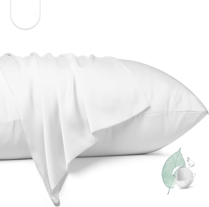 100% Mulberry Silk Pillowcase 2 Pack,King Size Silk Pillow Cases for Hair and Skin,Silky Smooth Bed Pillow Cover with Hidden Zipper,Natural Silk Pillow Case Set of 2 (White, King 20X36)