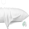 100% Mulberry Silk Pillowcase 2 Pack,King Size Silk Pillow Cases for Hair and Skin,Silky Smooth Bed Pillow Cover with Hidden Zipper,Natural Silk Pillow Case Set of 2 (White, King 20X36)