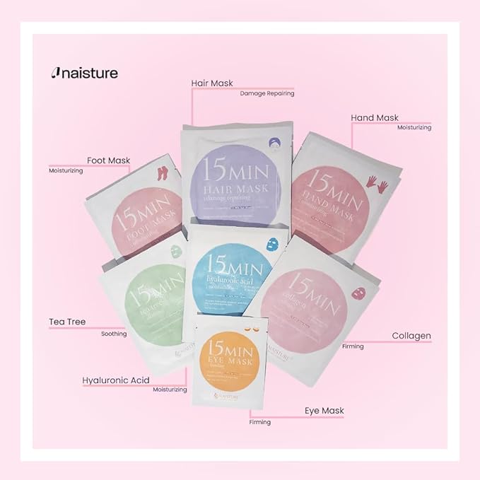 15 Min Pamper Me and Groom Me Kit (12pc): Home Spa Gift set with Korean Face Mask Essentials for Men and Women