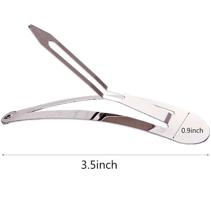 LONEEDY Pack of 10 Large Metal Stoving Varnish Hair Snap Clips,3.5 inch Long No-slip Hair Clips Barrettes For Women and Girls