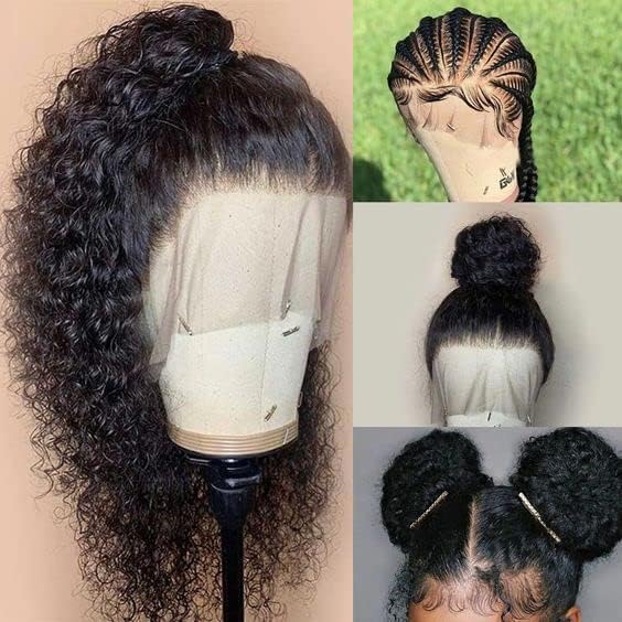 250% Density Deep Wave Human Hair Wig 13x6 Mongolian Lace Front Deep Curly Lace Front Wigs Human Hair Pre Plucked Deep Wave Frontal wig For Black Women Full And Thick (32 Inch, 13x6 Wig)