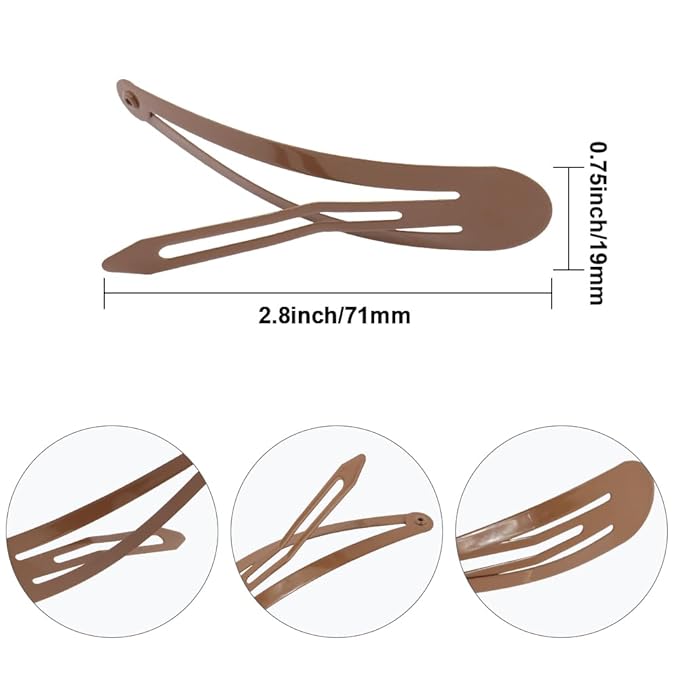 25 Pieces 2.8 Inch Large Snap Hair Clips No Slip Metal Clips Hair Barrettes for Women Hair Pins Hair Accessories Salon Supplies (Brown)