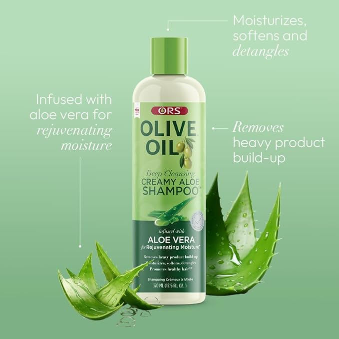 ORS Olive Oil Moisture Restore Creamy Aloe Shampoo Infused with Aleo Vera 12.5 Ounce (Pack of 3)