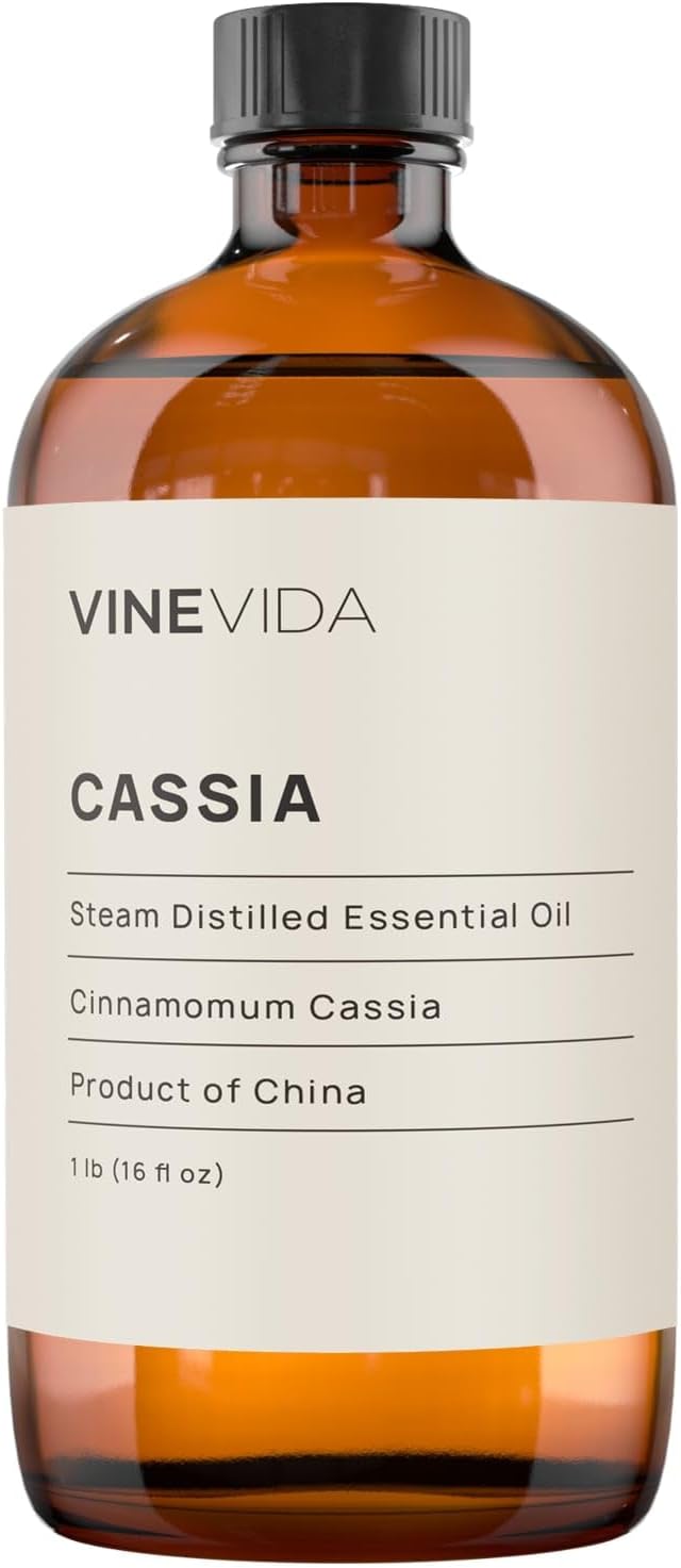 VINEVIDA Cassia Essential Oil - 16 oz - Undiluted - DIY Candle Scents - Bulk for Soap Making & Skin Safe