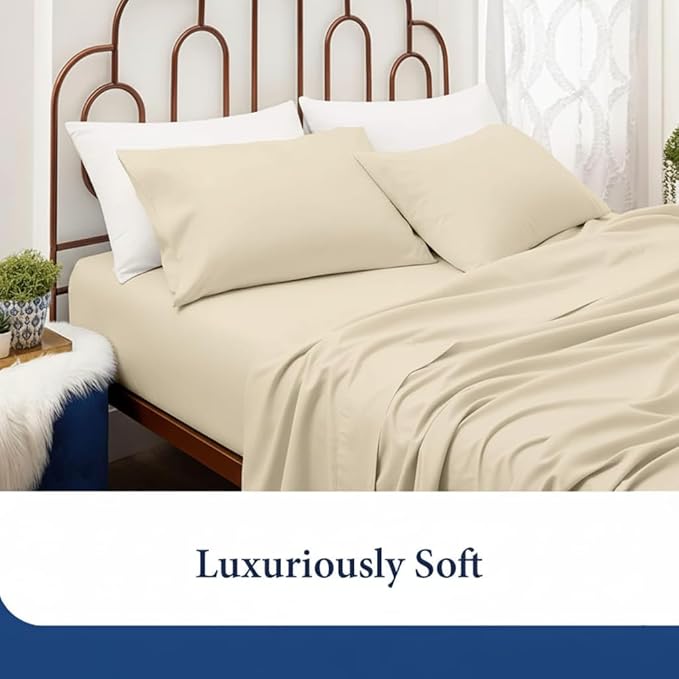 SKY BEDDINGS King Pillowcase Set of 2 - Soft Brushed Microfiber Pillow Cases with Envelope Clouser - Wrinkle-Free, Fade-Resistant Pillow Covers - 20 x 40 Inches, Ivory