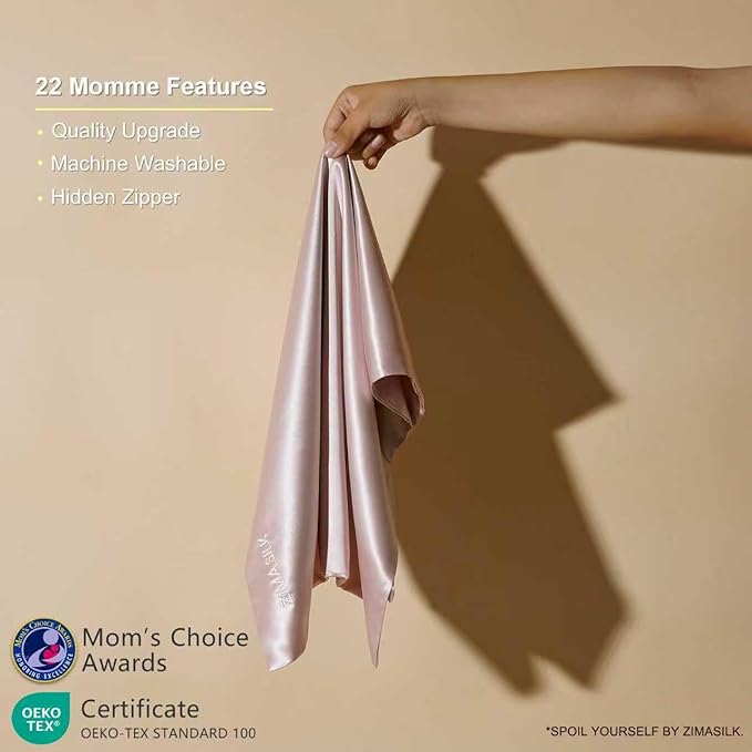 ZIMASILK 22 Momme Silk Pillowcase for Hair and Skin - 100% Pure Mulberry Silk with Hidden Zipper, Grade 6A Luxury Pillow Case for Women, Soft & Durable, Gift Box (Queen 20"x30" Pink)