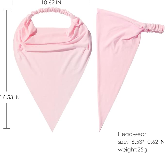 6 Pack Hair Scarf Headband for Women Elastic Bandana Head Scarf Large Boho Triangle Kerchief with Clips Non Slip Scarves