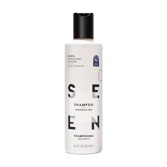 SEEN Shampoo, Fragrance Free - Non-Comedogenic & Hair Shampoo- Dermatologist-Developed - Safe for Sensitive, Eczema & Acne Prone Skin
